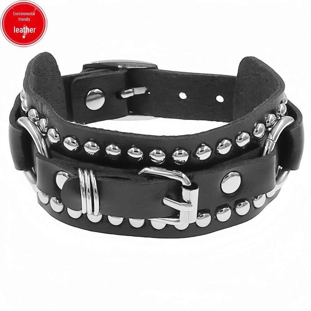 Europäisch-amerikanischer Punk Street Style Nieten Lederarmband für Paare