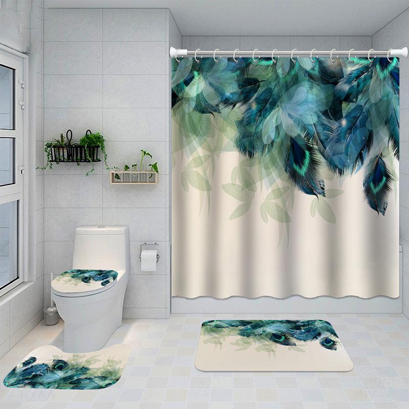 Exquisite Digital Printing Shower Curtain Four-Piece Fashion Shower Curtain Creative Personality Butterfly Series Shower Curtain