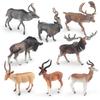 Forest Animal Model Simulation Wildebeest Antelope Big Horn Deer Twist Horn Goat Antelope Static Ornament Toy