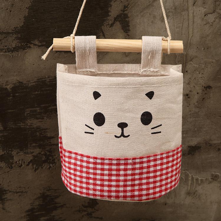 2 шт., хлопковая и льняная сумка с одним карманом, настенная сумка, тканевая сумка для хранения вещей на дверях гардероба красный