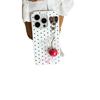 High-End 3D Cherry Pendant Polka Dot Phone Case for iPhone 17, 16 Pro Max, 15, 14