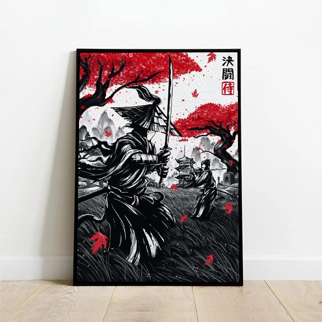 Japanese Ink Wash Painting, Torii, Crane, Samurai Geisha, Koi Carp, Art Canvas Prints, Wall Art, Home Decor Mural