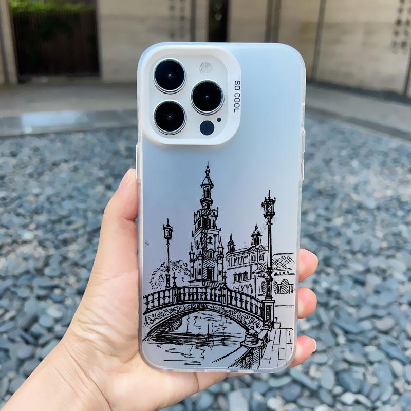 World Famous Historical Landmark Building Phone Case for Iphone 15 14 Plus Pro MAX 11 12 13 Mini Pro Max Shockproof Laser Covers