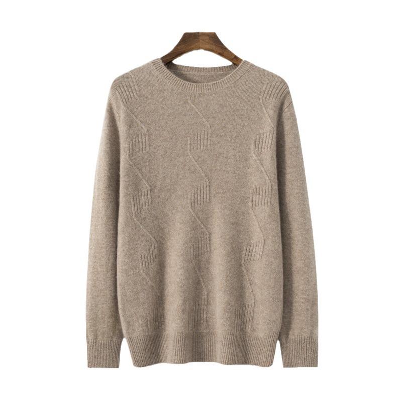 Men's Thickened Cashmere Sweater: Autumn/Winter Round Neck, Musical Note Design, Business Casual