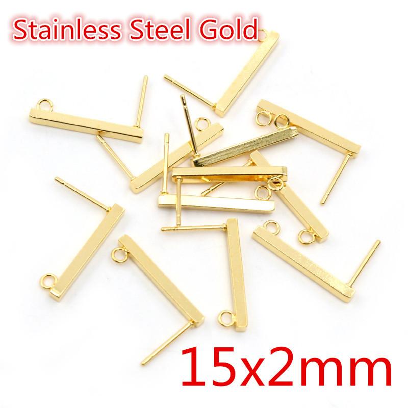 20pcs 316 Stainless Steel Gold Color Geometric Earring Stud Earring Posts Connector For DIY Earrings Jewelry Making Supplies