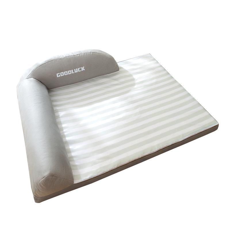 Simple Striped Backrest Sofa Nest Large Dog Golden Retriever Summer Body Cooling Dog Nest Heightened Neck Pillow Pet Supplies