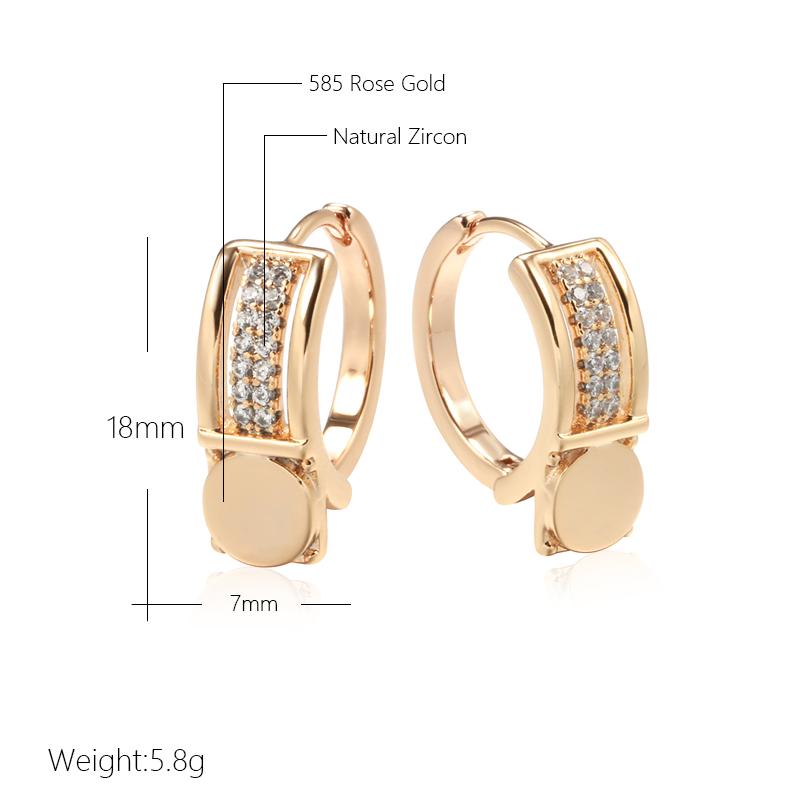 New Retro Glossy Hoop Earrings Rose Gold Color Fashion Wedding Jewelry Unique Modern Natural Zircon Drop Earrings