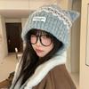 Cute cat ears Fair Island wool hat women's winter plush warm hat headband hat knitted hat shows a small trend