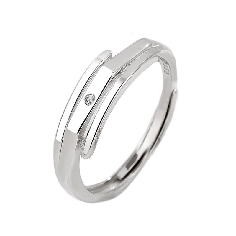 2Pcs Open Couple Rings for Women Men Trendy Zircon Matching Finger Rings Set Friendship Engagement Wedding  Gift