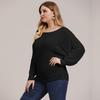 Plus size women's European and American autumn/winter woven shirt, bat-sleeve loose pullover sweater, fashionable top F190712