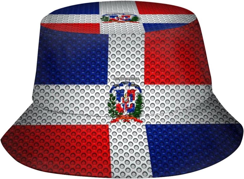 Cute Dominican Flag Print Bucket Hat Summer Travel Fisherman Cap Packable Outdoor Dominican Cap For Women Men Teens