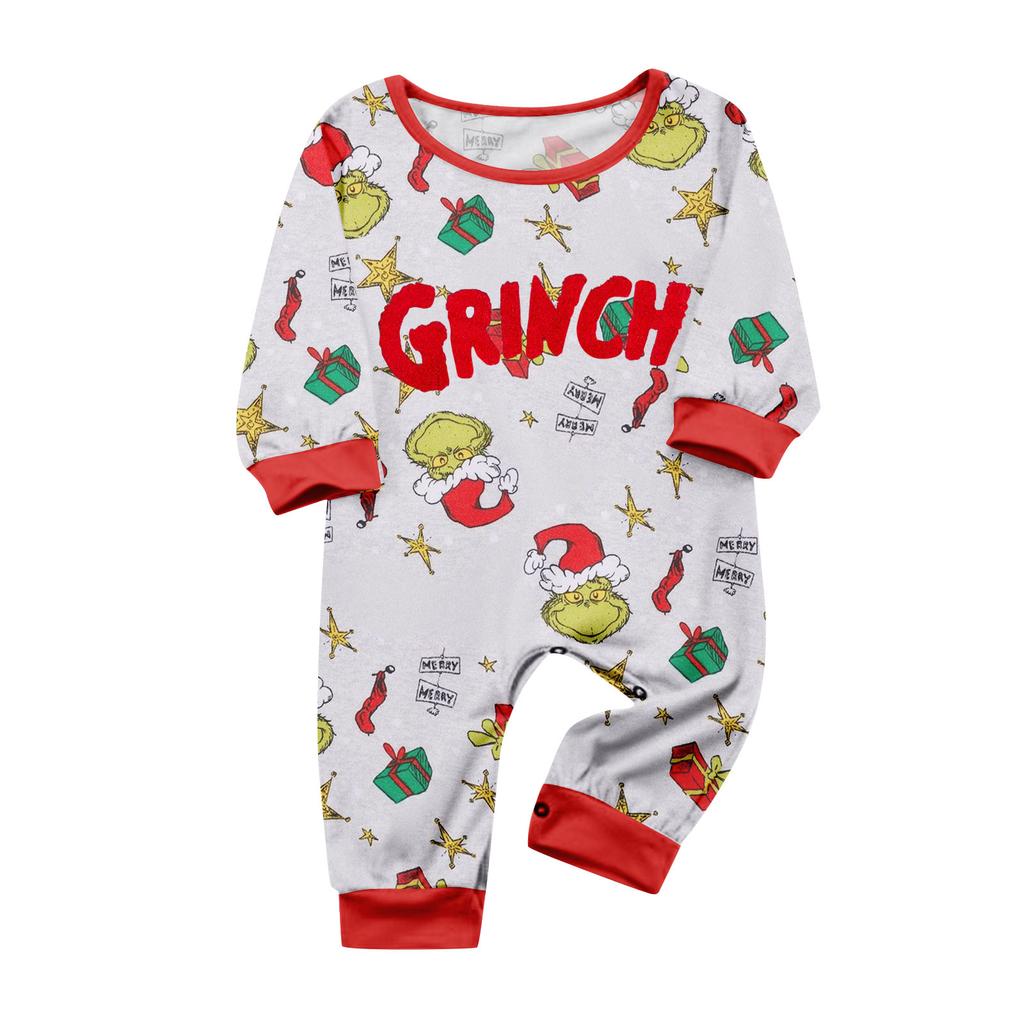 Print Cute Family Set Pajamas, Home Clothes, Family Set Long Sleeve Top Pants Set