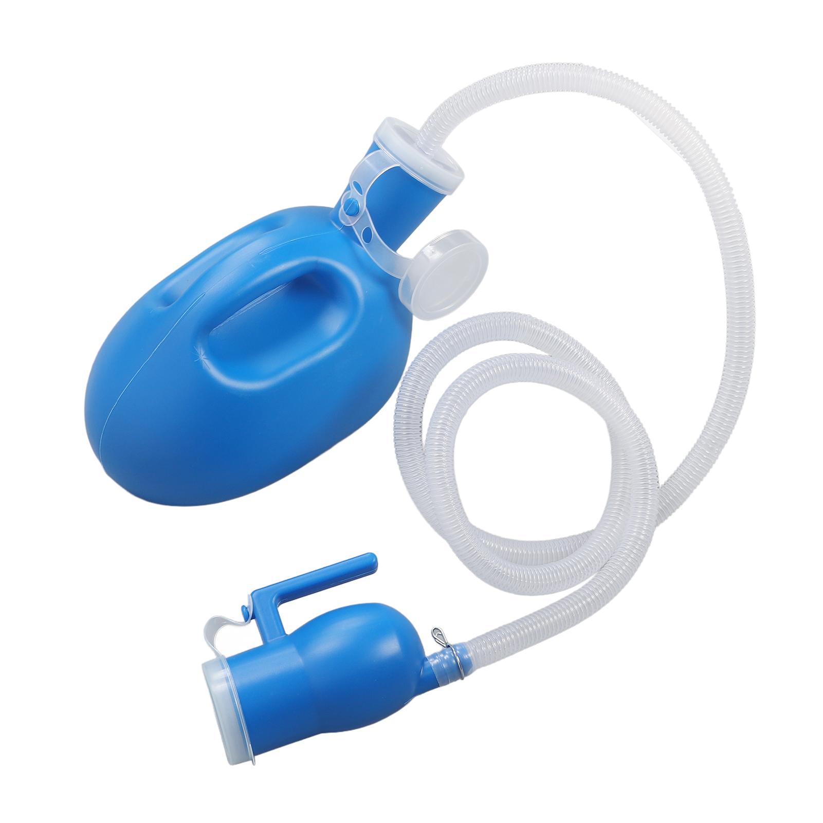 Vizeletpalack idős férfiaknak, 2000 ml-es hosszú csővel, kiömlésbiztos, lezárt fedéllel, levehető piszoárral, bilivel, pisilőkancsóval