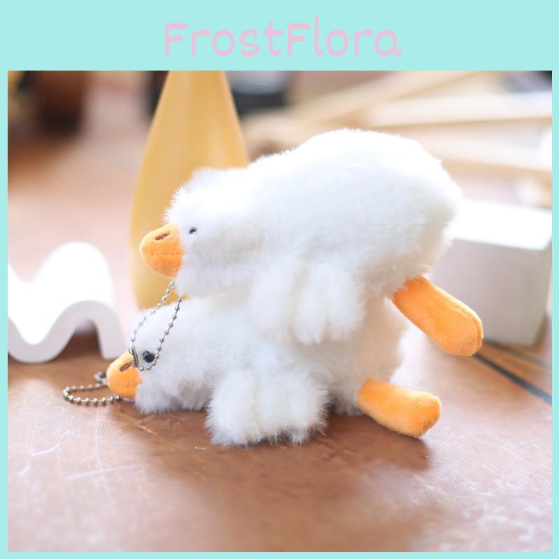 Charming White Goose Plush Toy Keychain Pp Cotton Stuffed Animal Doll