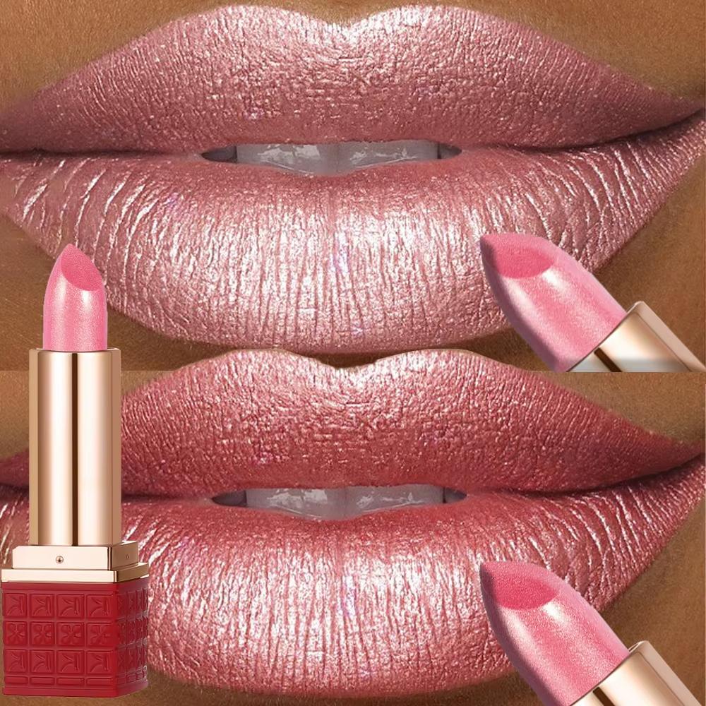 Metallic Lipstick Bright Glossy Velvet Texture Durable Make Your Lips Shiny Waterproof Anti-fouling Glitter Lip Stick Starry Sky