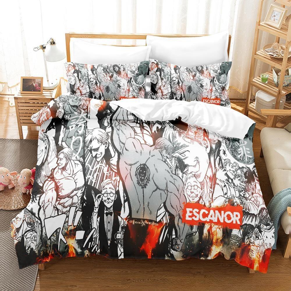3D Anime Escanor The Seven Deadly Sins Bedding Set Single Twin Full Queen King Size Bed Set Adult Kid Bedroom Duvetcover Sets