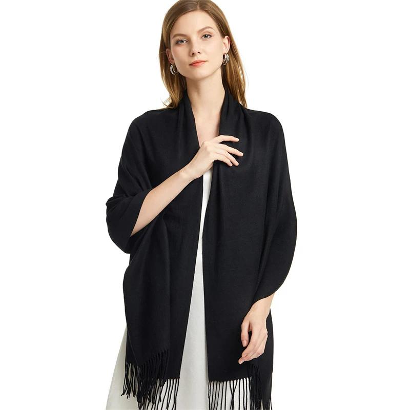 2025 Winter Shawl For Women Long Warm Cashmere Scarves Hijab Solid Lady Wrap Female Pashmina Bandana Head Scarfs Echarpe