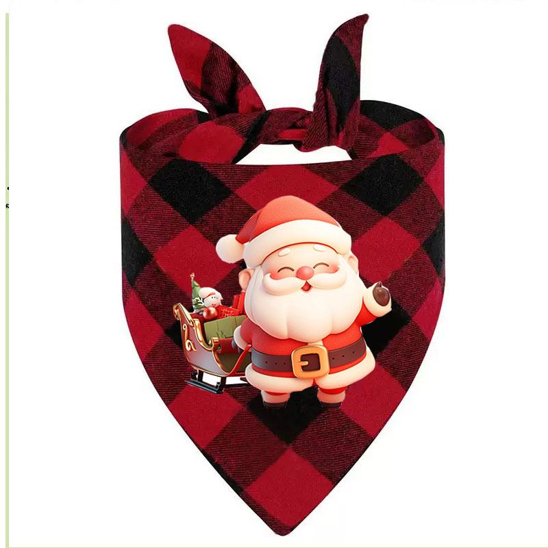 

polyester plaid dog saliva towel Christmas triangle scarf pet scarf pet clothing 63*43*43 (non-curling)