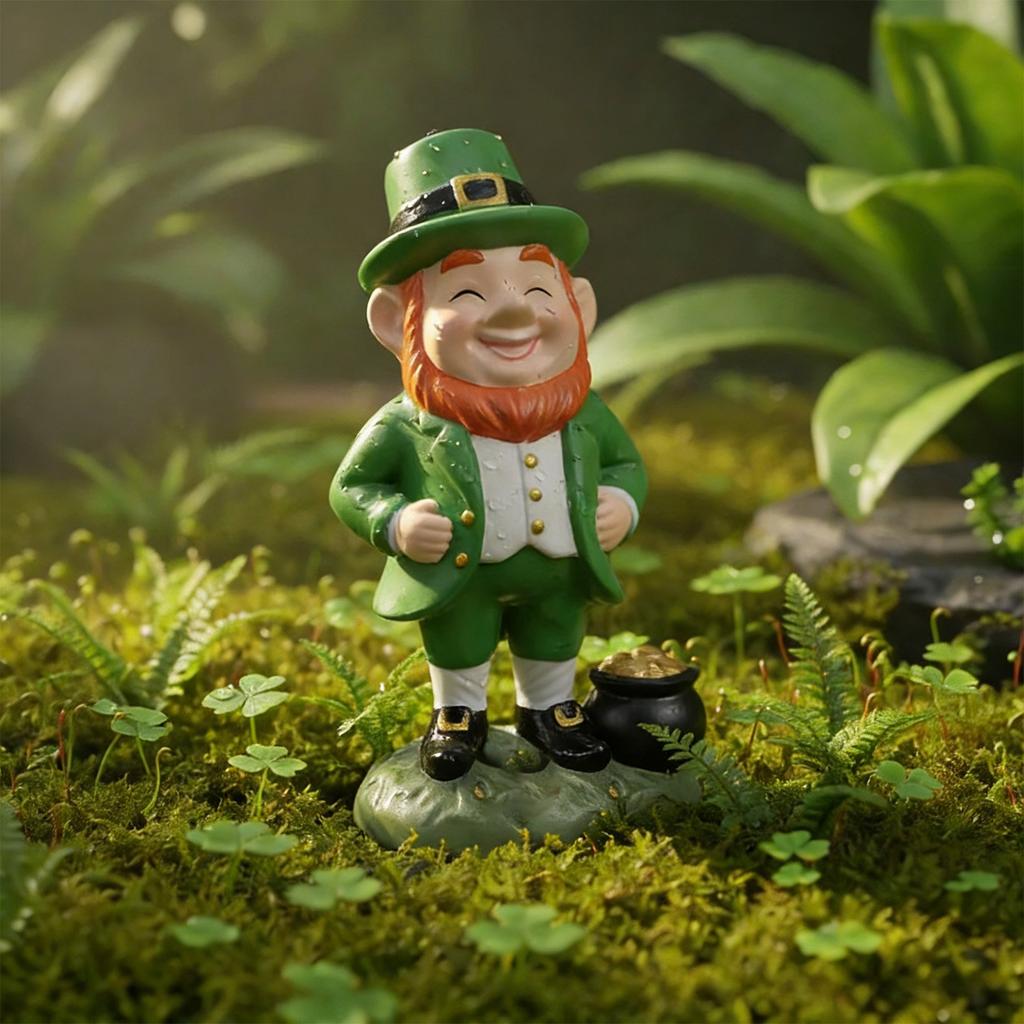 Costeam Leprechaun Figurine Decorative Ornament,Festive Craft For St Patrick’s Day Home Decor And Holiday Display