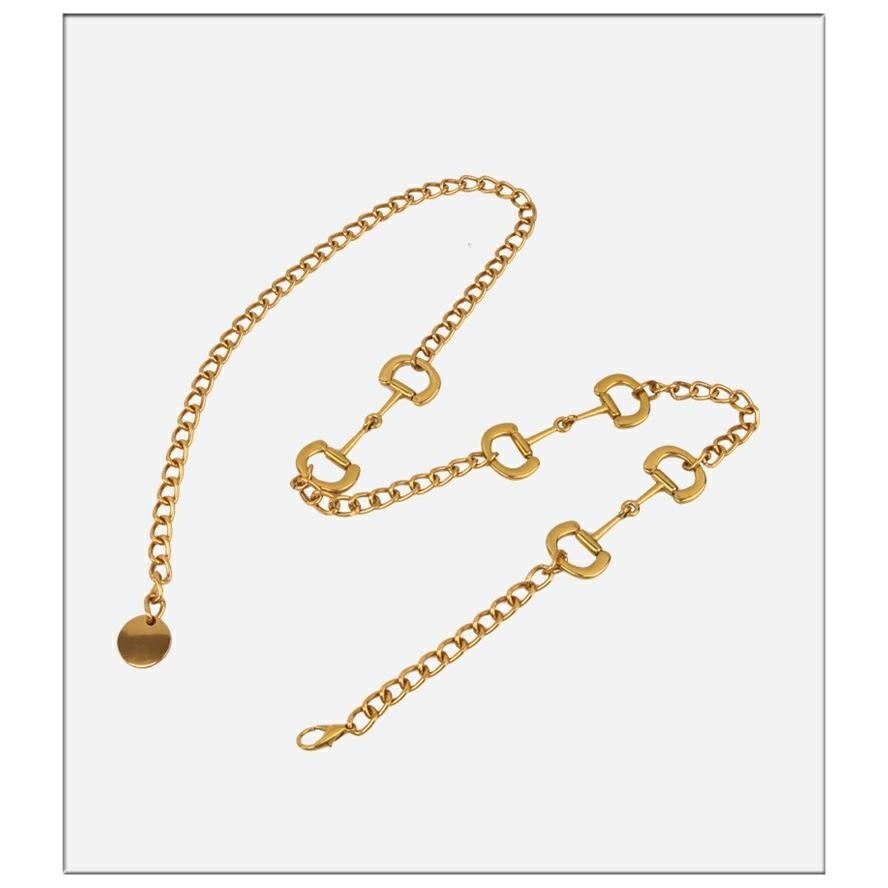 Horsebit Metal Chain Belt Lock Pendant Waist Golden Chain for Body Dress Mini Fashion Woman Decorative Dress Accessories