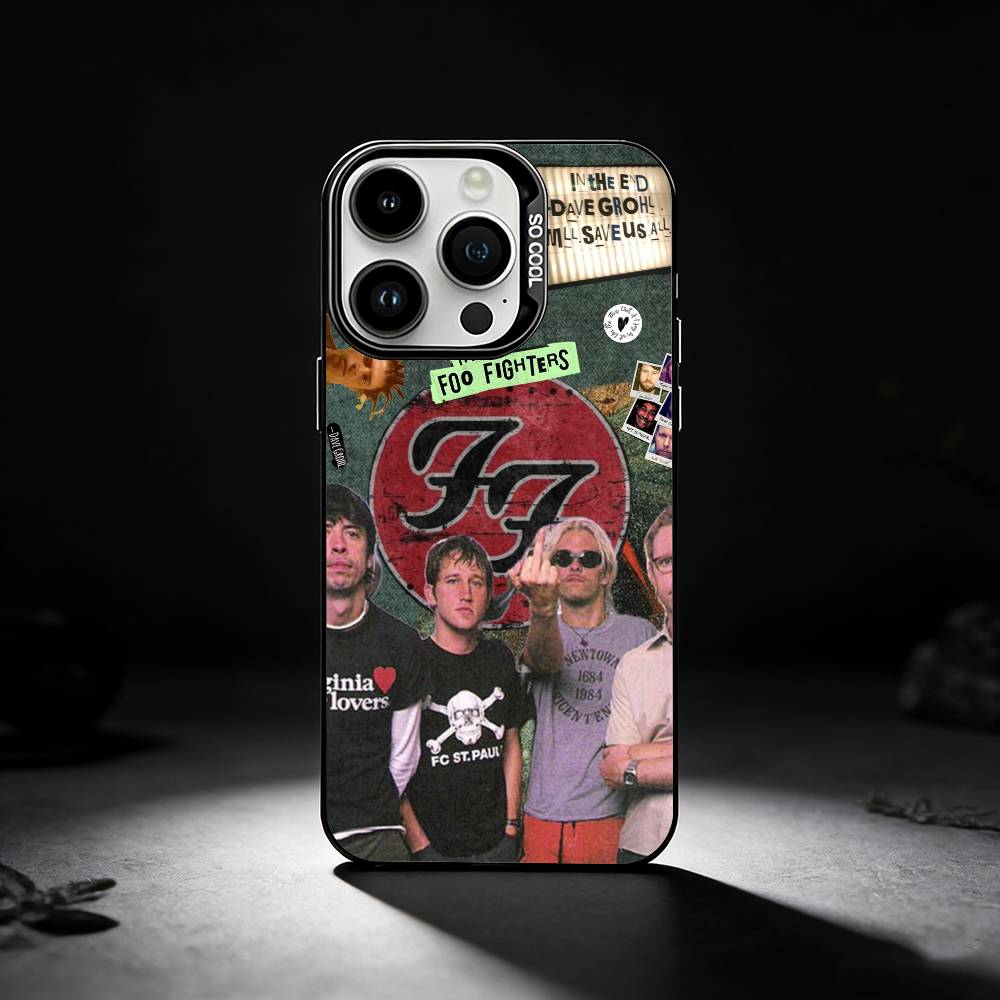 Foo F-Fighters band Phone Case For iPhone 17,16,15,14,13,12,11 Plus,Pro Max,XS,Colored silver phone case