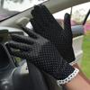 Thin Spring Spandex Lace Breathable Anti-skid Dots Gloves Driving Gloves Women Gloves Sunscreen
