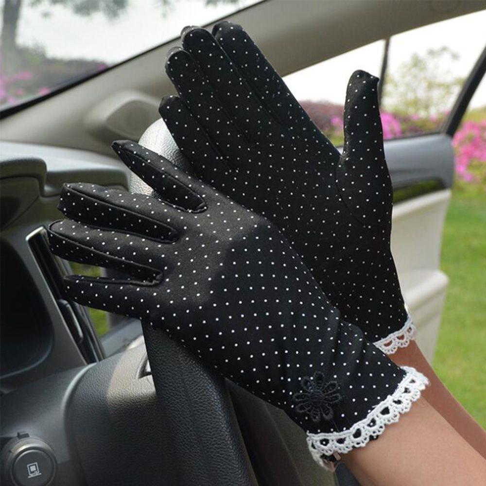 Thin Spring Spandex Lace Breathable Anti-skid Dots Gloves Driving Gloves Women Gloves Sunscreen