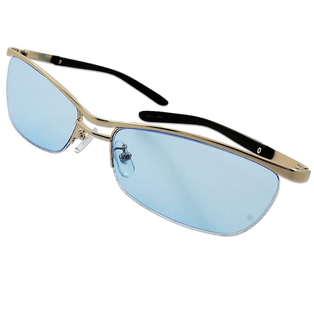 Bad Boy Look, Light Blue Lenses, UV Protection, Silver Metal Frame, Slightly Bad BoyTough Guy Style Sunglasses (2002-3)