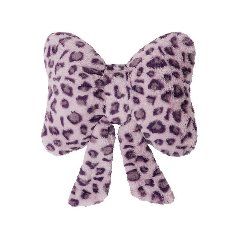 Bow Leopard Print Car Headrest Car Seat Decoration Neck Pillow Protection Pillow Plush Comfortable Seat Cushion Lumbar Support