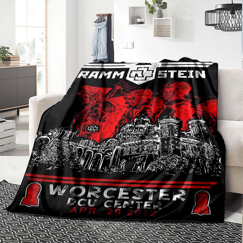 1ks RAMMSTEIN WORCESTER Měkká flanelová přikrývka pro všechna roční období pro domácnost, kancelář, venkovní použitíOdolný komfort Měkká teplá přikrývka pro domov