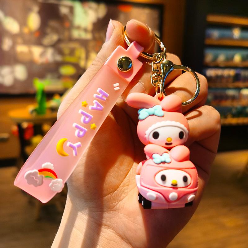 Tram Sanrio Kuromimi Keychain Cartoon Small Gift Doll Machine Car Keychain Gift Push Gift Cute Personalized Gifts Y2k Fashion