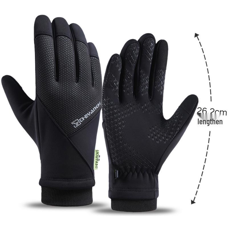 Men's Winter Windproof Waterproof Fingerless Touchscreen Cycling Gloves - Warm Fleece for Outdoor Sports