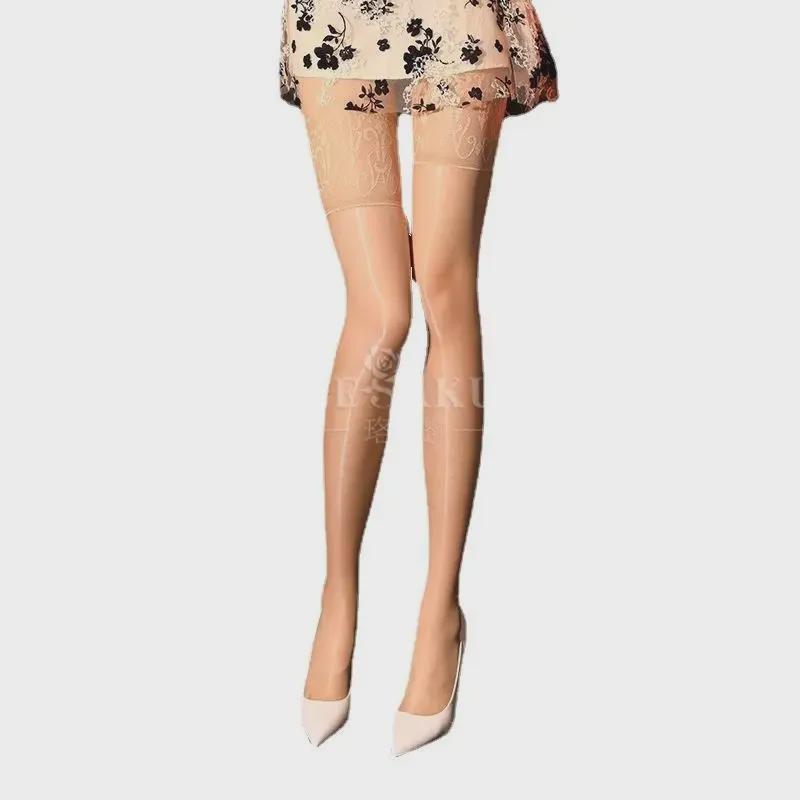Luoying 8281 Aurora Ultra-Wide Cuff Shiny Silicone Stockings - Silky, Sexy, and Non-Slip.