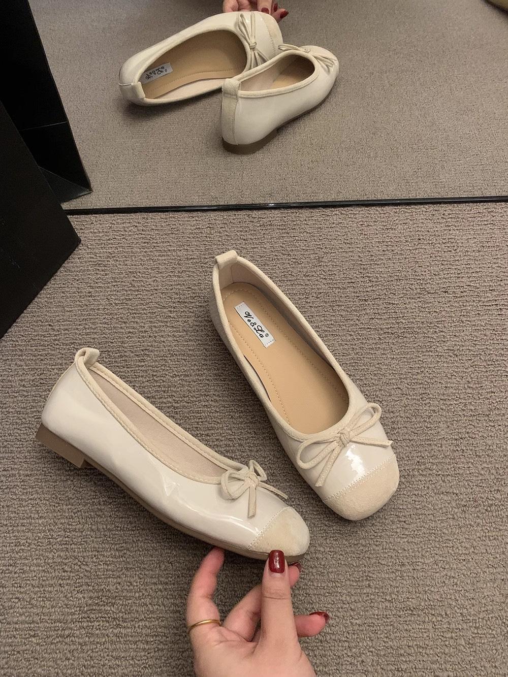 

2025 Korean version of French bow silver single shoes candy women s shoes flat shoes summer evening shoes ballet shoes 39