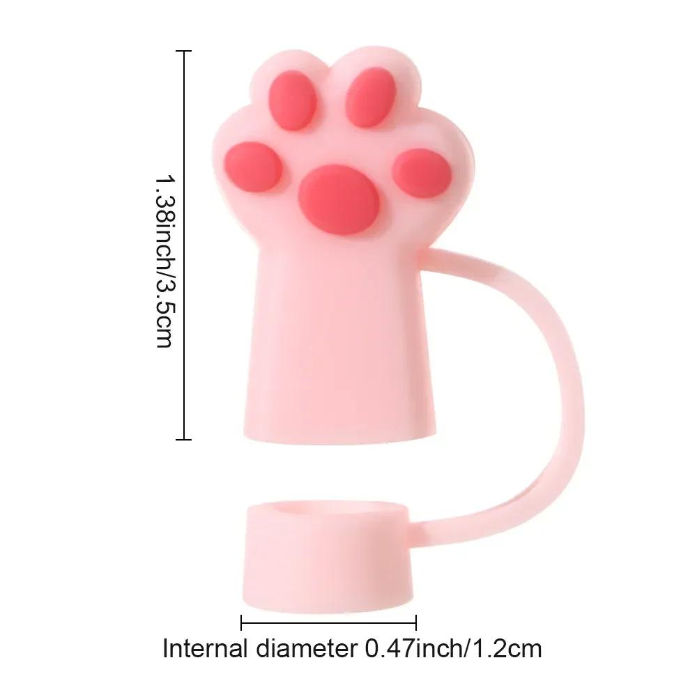 1/3Pcs Dustproof Straw Cover Cartoon Cute Cat Claw Glass Beverage Kitchen Beverage Straw Cover Accessories