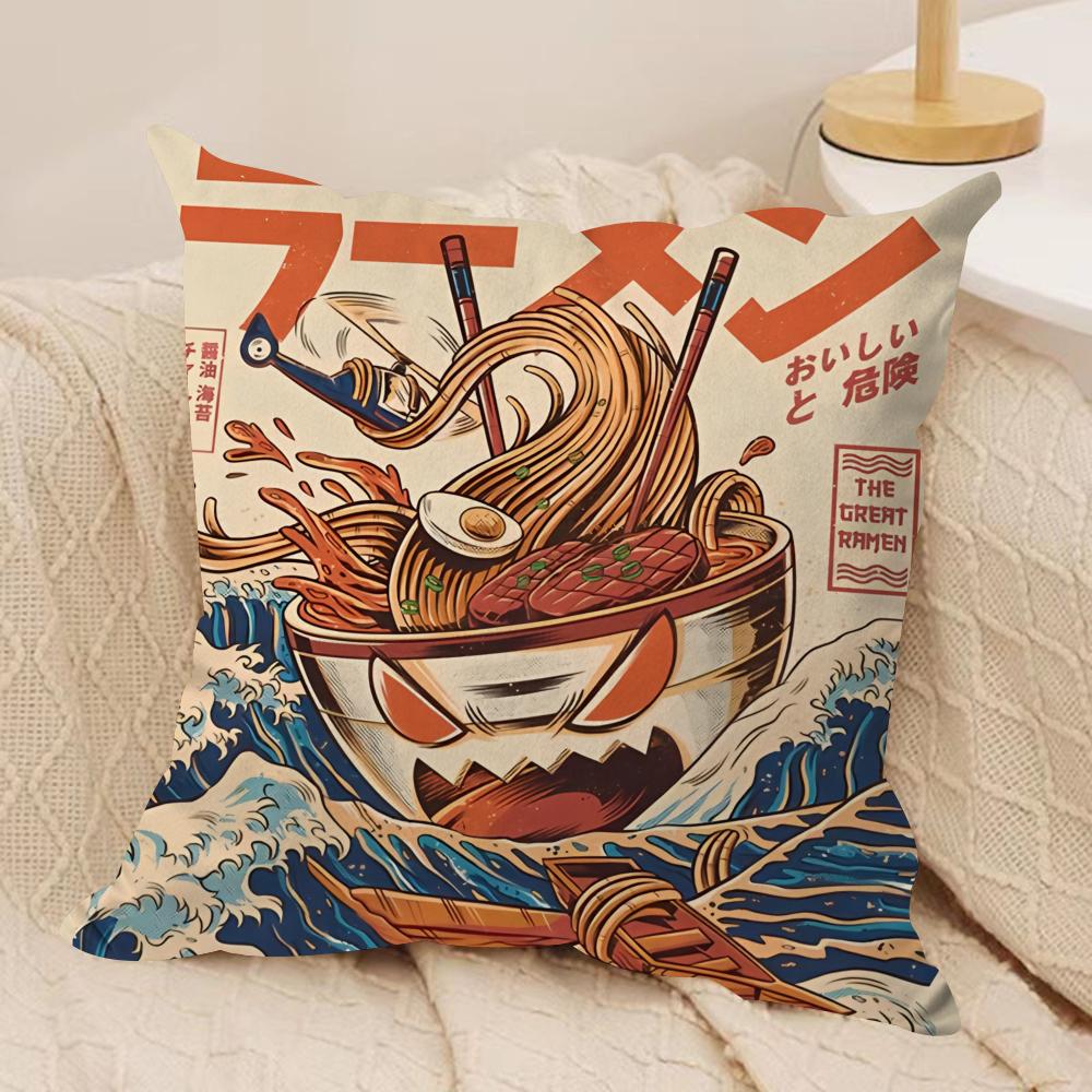 Food Disaster Cushion Cover Silky Short Plush Sofa Pillow Cover Hidden Zipper Soft Dustproof Case for Home Decor