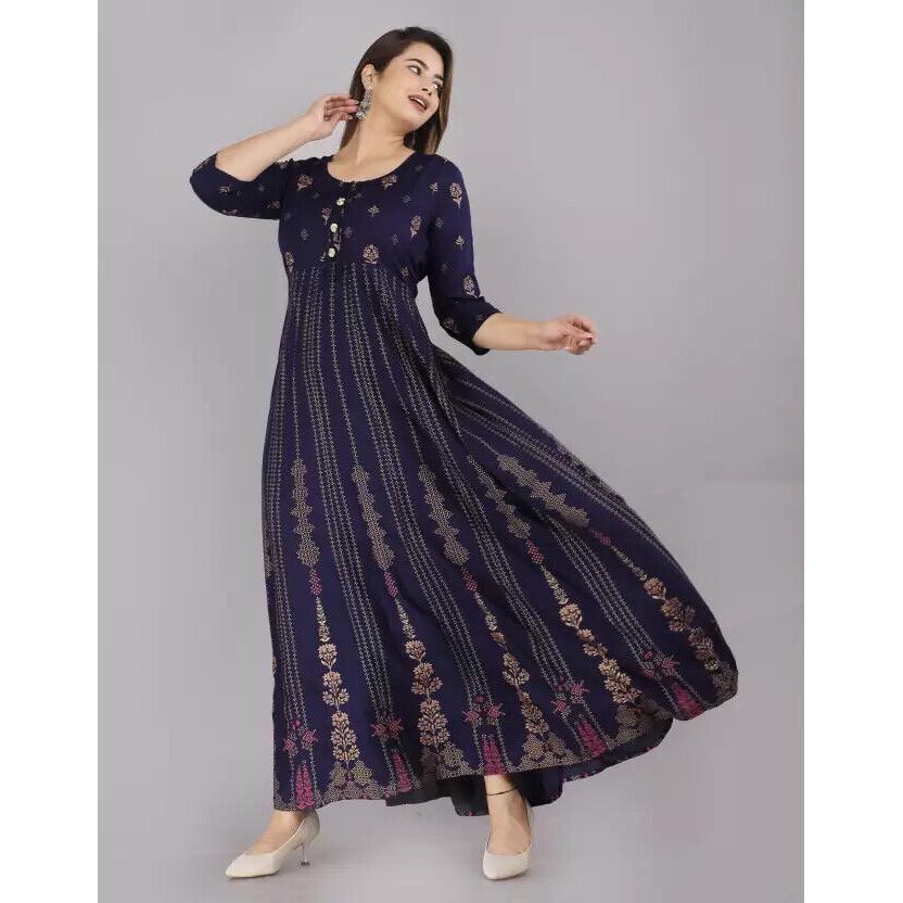 Rochie Kurti cu imprimeu Bollywood pentru femei, din rayon, Anarkali, de designer indian SC-2133