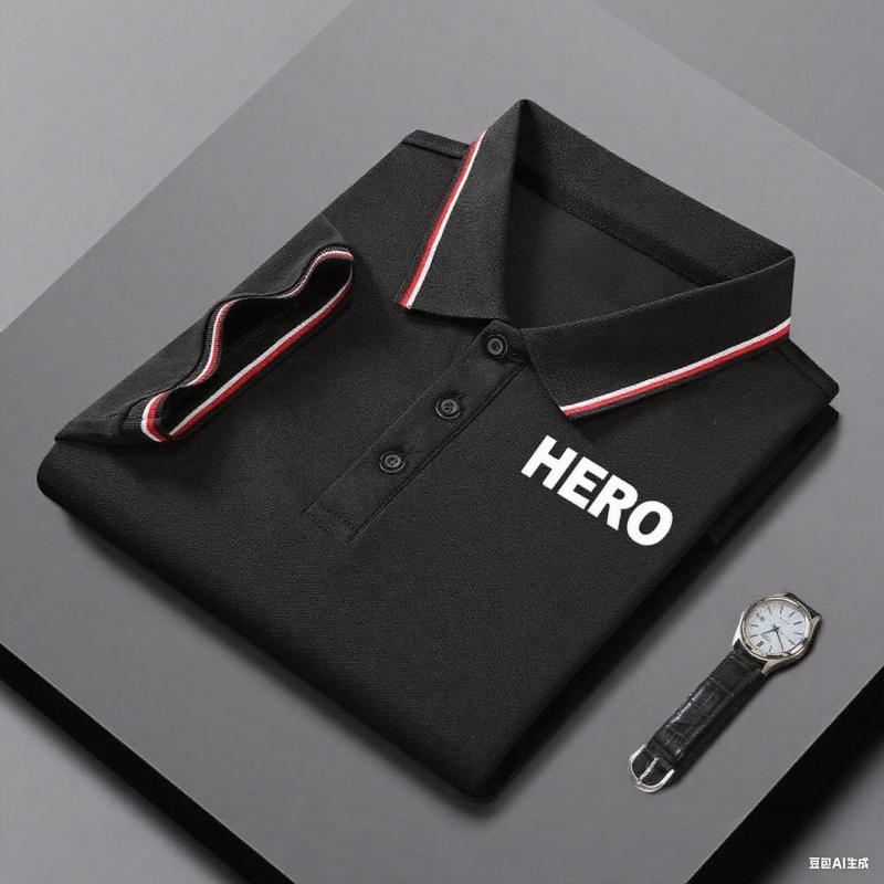 Polo Shirt Short Sleeve Lapel Button T-Shirt Men's Summer Polo Shirt Business High-end Explosion Light Luxury Office Solid Color