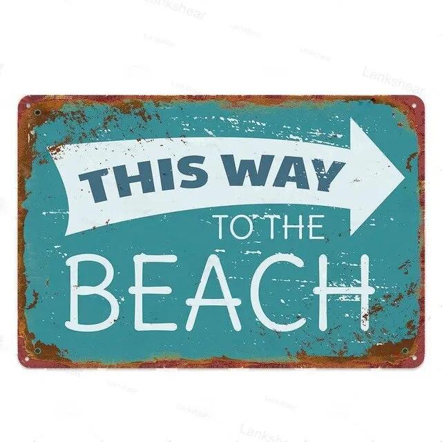 Vintage Surfing Beach Metal Sign  Waves Summer Wall Art Poster  Coastal Decor for Bar Porch Surfing Club  Retro Tin Sign for Hom