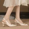Girly temperament high heels women's new pointed thin heels black professional not tired feet soft leather shoes