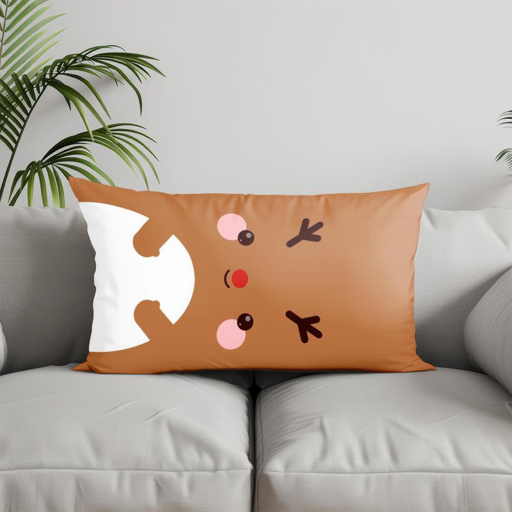Home Decor Cute Reindeer and Pine Pillow Suitable For Sofa Bedroom Car Pillow Cover Cushion Rectangular Back Cushion