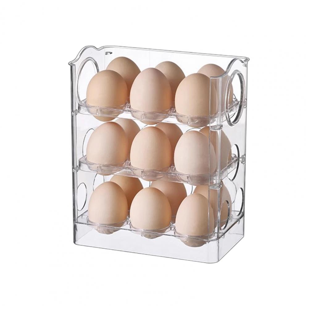 

Egg Holder with Handle Three-tier Egg Organizer for Fridge Date Indicator Egg Storage Box Capacity Rack Holds for Refrigerator прозорий