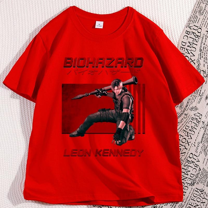 Retro Leon Kennedy Tshirts Women Graphic T Shirts Casual Printed Short Sleeve Tshirt Cotton Comfortable Round Neck Tees Tops