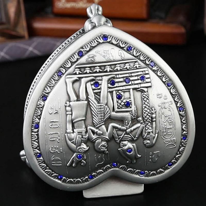 Antique Inspired Metal Jewelry Case With Egyptian Floral Designs Secure Storage for Earrings Rings Necklaces