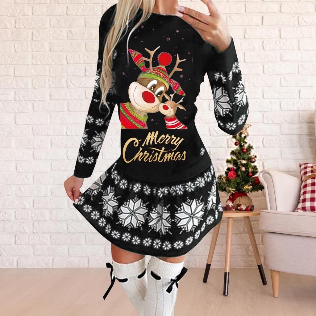 Women's Christmas Printed Dress Base Shirt