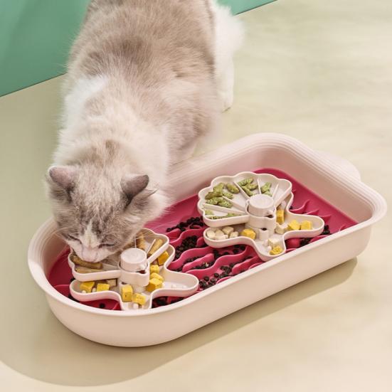 

Dual Bowl Pet Slow Feeder Rotating Seastar Shell Dog Puzzle Feeder Bowl with Suction Cup Plastic Anti Gulping Food Dish for Cats Dogs рожевий