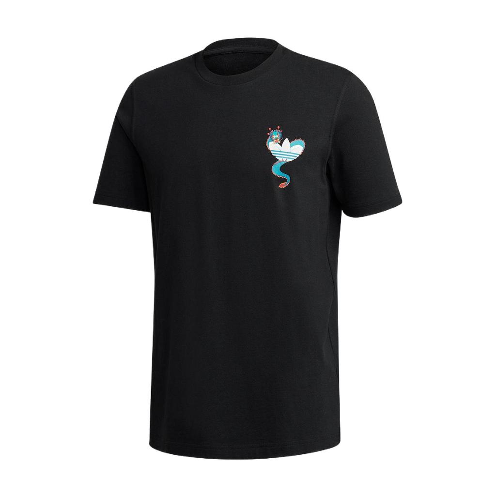 Adidas Round Neck Casual Printed Short Sleeve T-Shirt Men Tops Black GN4103