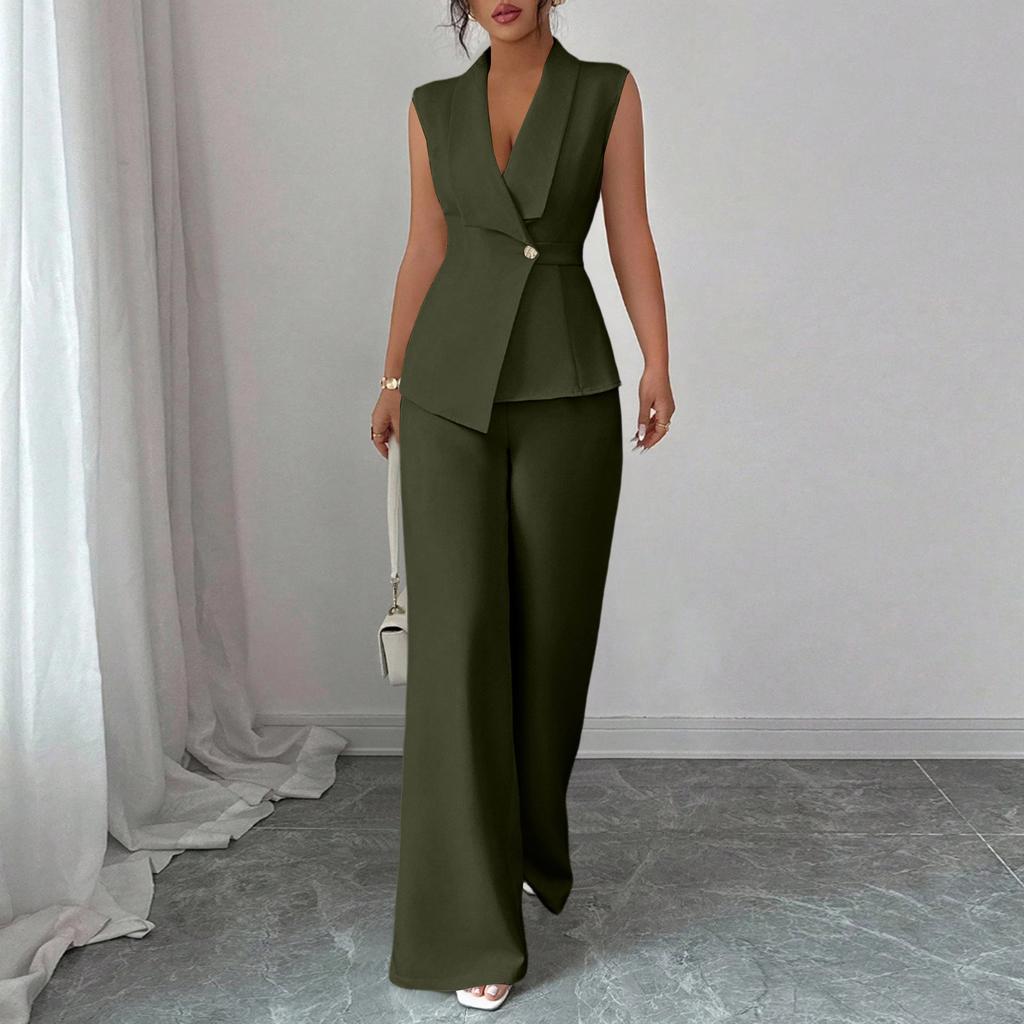 Fashionable And Sexy Women's Spring And Summer Retro Elastic Waist Strap Linen Suit Women's Fashion Color Casual Two-piece Set