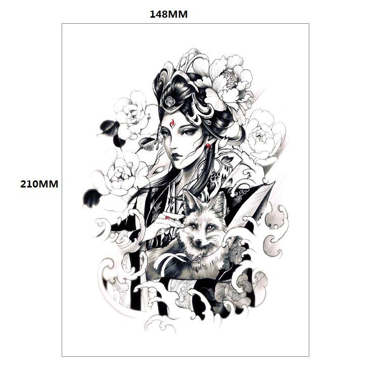 Traditionelle schöne Frau Charakter Tränen Geisha Farbe Wasser Transfer Blume Arm Anti-Real Tattoo Aufkleber Tattoo