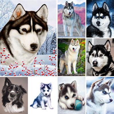5D DIY Zvířata Diamantová malba Husky obrázky Úplné diamantové vyšívání drahokamu Mosaic Cross Stitch Kit Dekorace nábytku